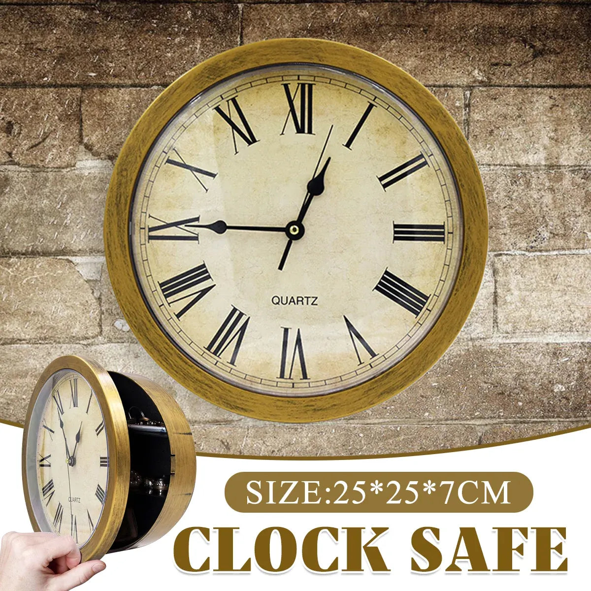 External Clock Internal Safe Box Anti Theft with Lock for Jewelry Cash Storage