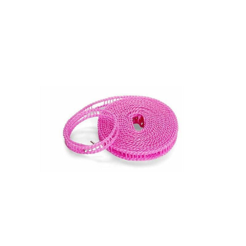 Portable 5M Travel Clothes Line Washing Rope Non Slip Airer Laundry Clothesline - Pink