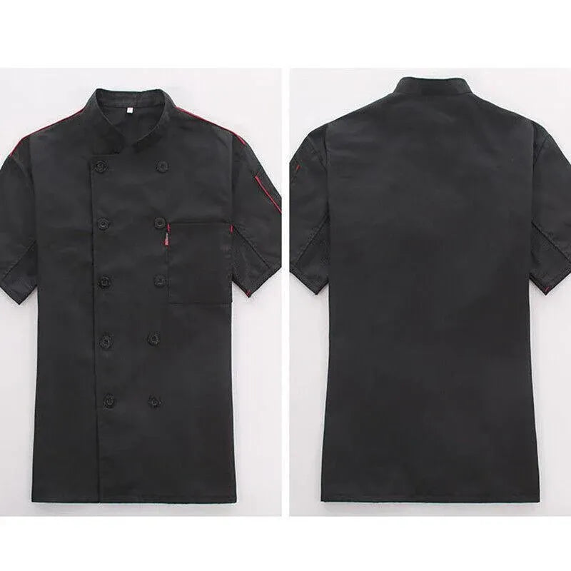 Unisex Mesh Sleeve Chef Coat Jacket Restaurant Hotel Cook Short Clothes Uniform