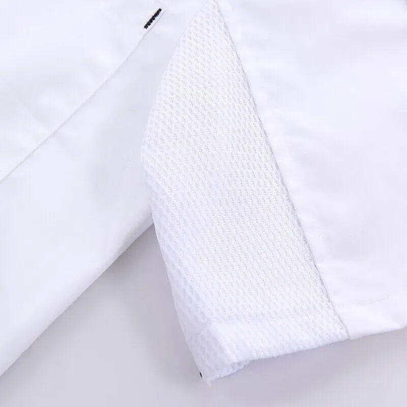 Unisex Mesh Sleeve Chef Coat Jacket Restaurant Hotel Cook Short Clothes Uniform