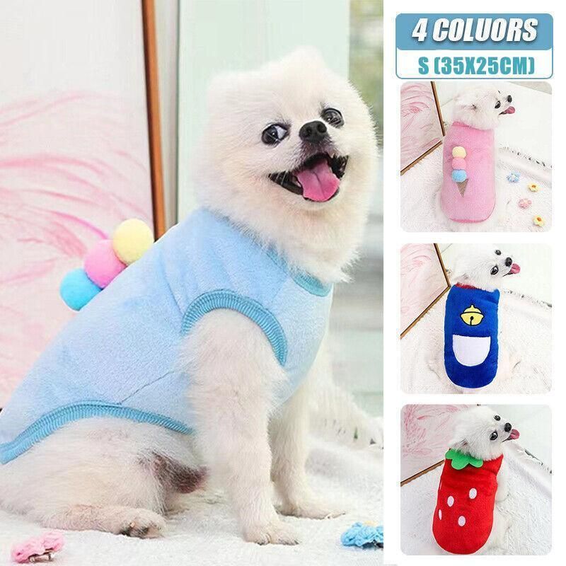 Fleece Pet Winter Jumper - Small, Pink Ice Cream