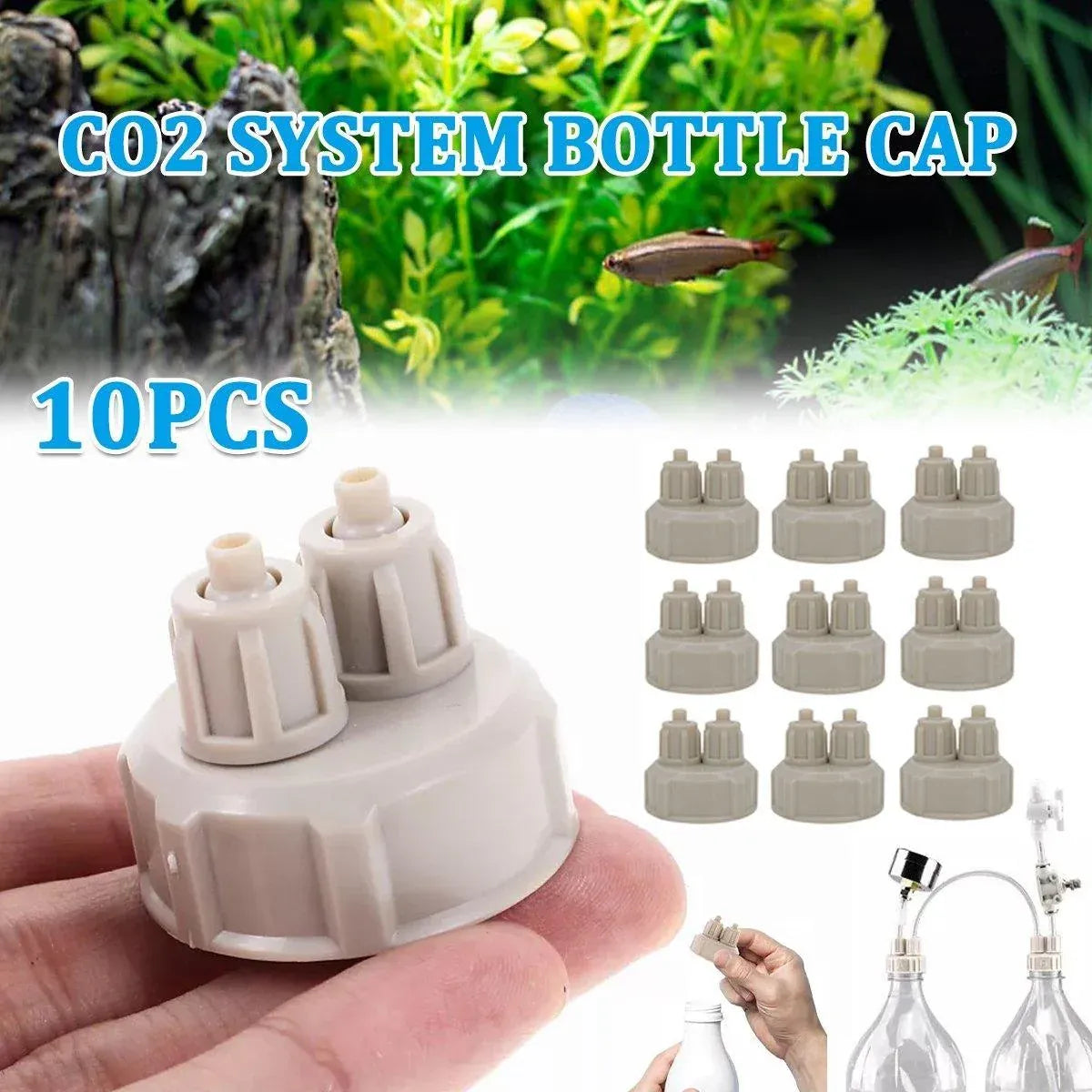 DIY Aquarium CO₂ Soda-Bottle Connector Caps - 10-Pack, 3.4 cm