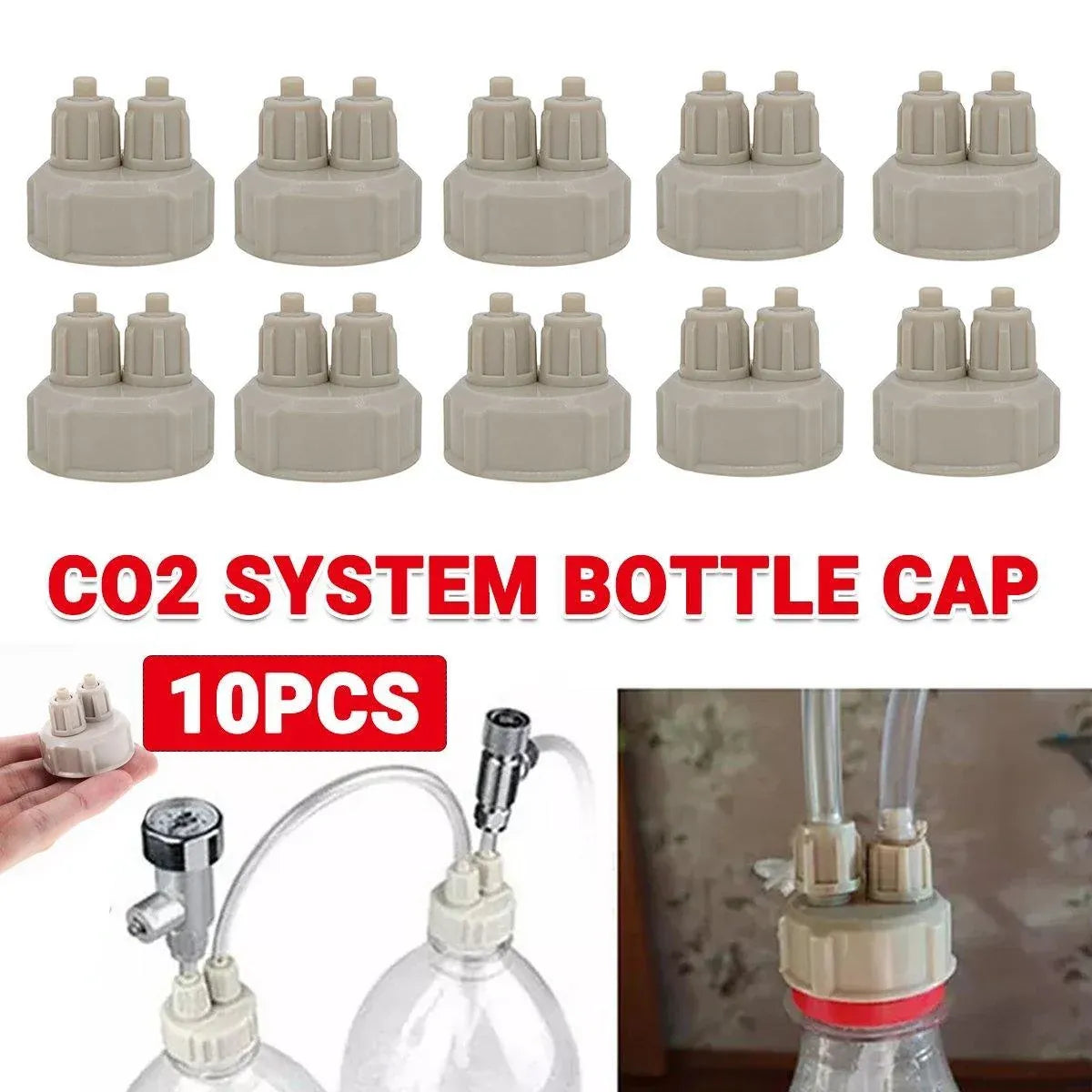 DIY Aquarium CO₂ Soda-Bottle Connector Caps - 10-Pack, 3.4 cm