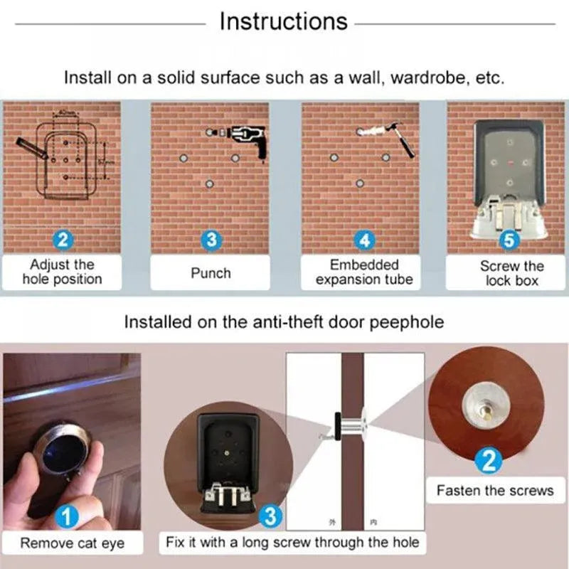 Wall Mounted High Security Storage 4 Digit Key Box With Combination Lock