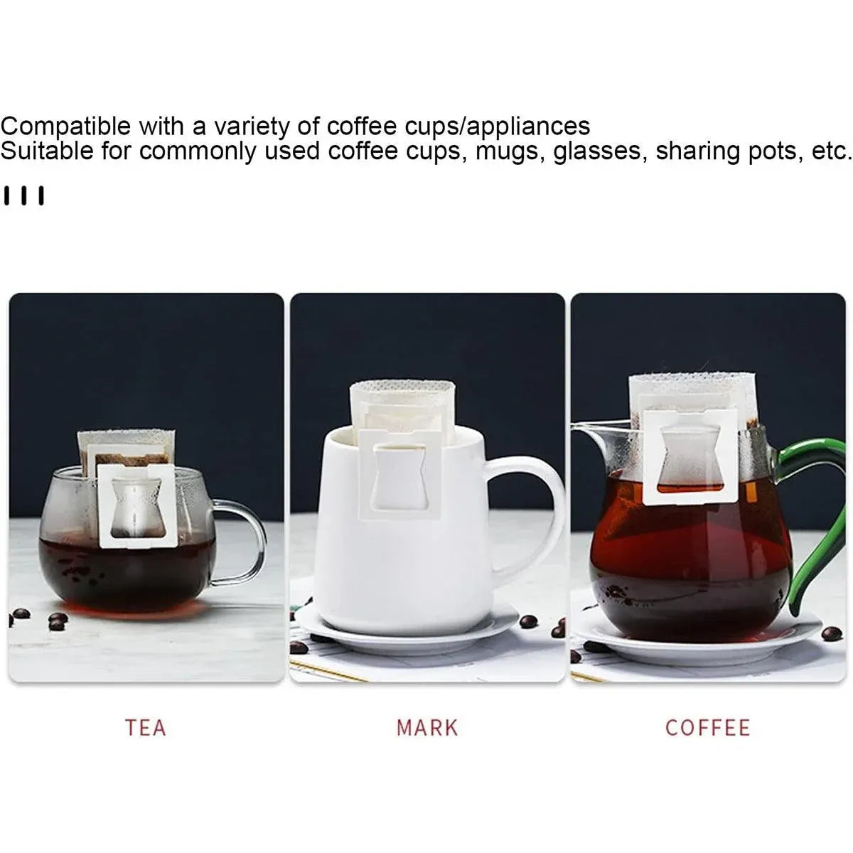100-Pack Hanging-Ear Disposable Pour-Over Coffee Filter Bags