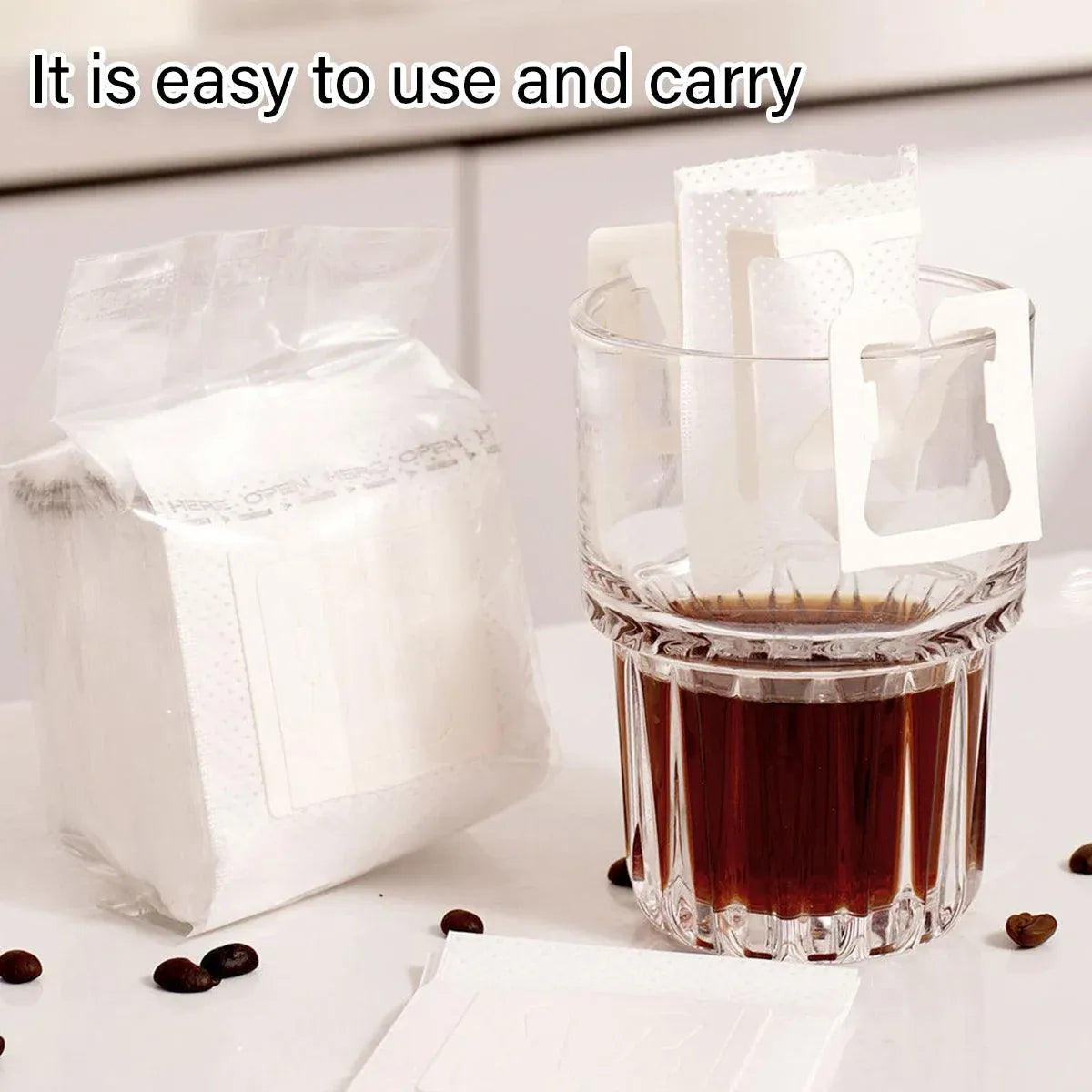 100-Pack Hanging-Ear Disposable Pour-Over Coffee Filter Bags