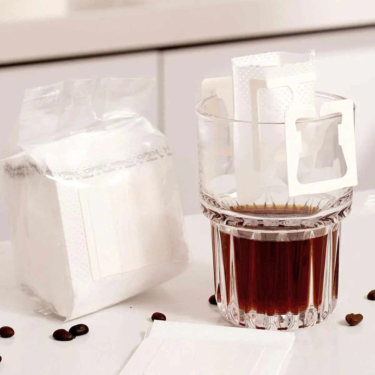100-Pack Hanging-Ear Disposable Pour-Over Coffee Filter Bags