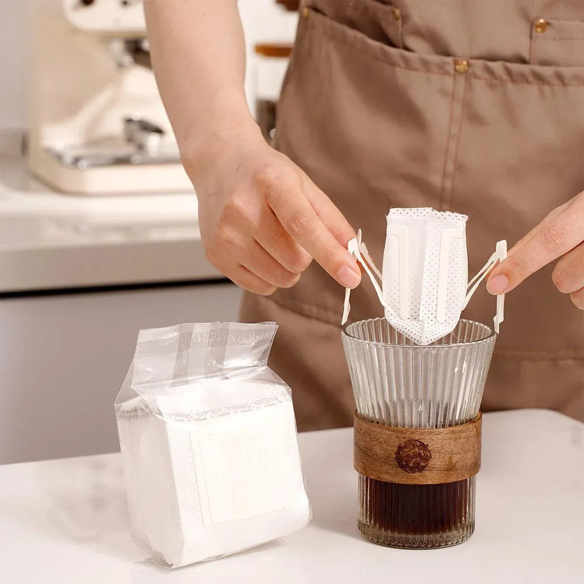 100-Pack Hanging-Ear Disposable Pour-Over Coffee Filter Bags