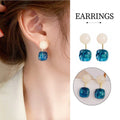 Small Fresh Blue Oil Earrings Retro Fashion Temperament Silver Needle Jewellery