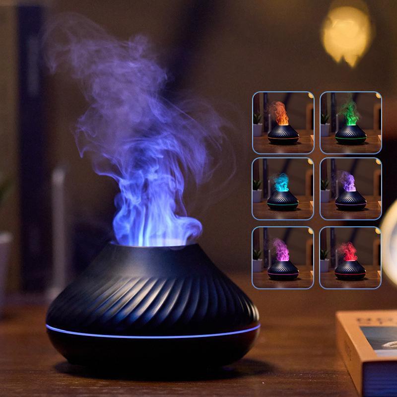 130 mL Ultrasonic Flame-Effect Essential Oil Diffuser with LED Light