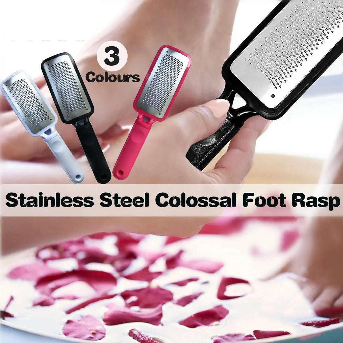 Stainless Steel Foot File Scraper Grater Pedicure Rasp Callus Remover Tool - Black