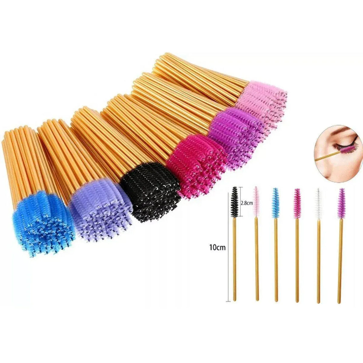 50X Disposable Mascara Wands Eyelash Brushes Applicator Lash Extension Brush - black+black