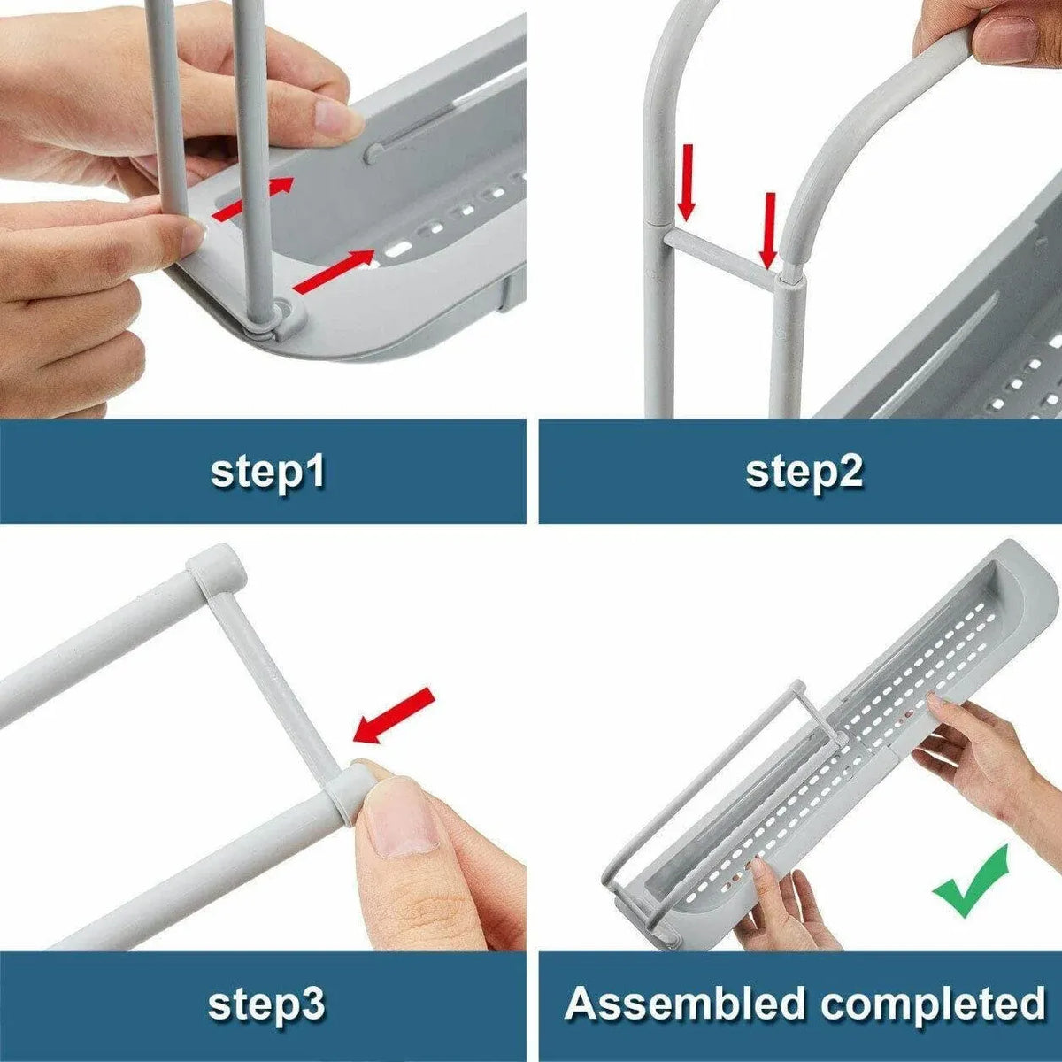 Telescopic Sink Rack Holder Expandable Storage Drain Basket Home Kitchen Kit - Blue — product image 10 of 13