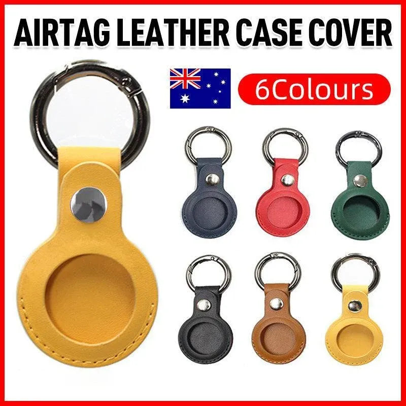 For Apple Airtag Leather Case Cover Air Tag Keychain Holder Sleeve Shell Tracker - Red