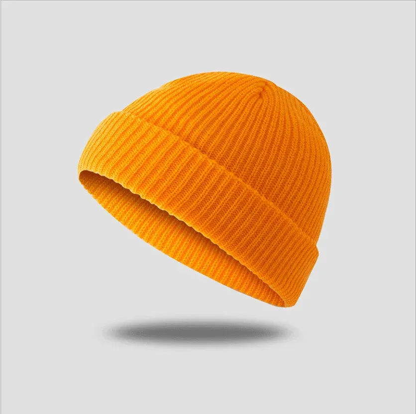 Men Women Mini Fisherman Beanie Winter Spring Hat Soft Knitted Docker Skull Cap - Royal Blue