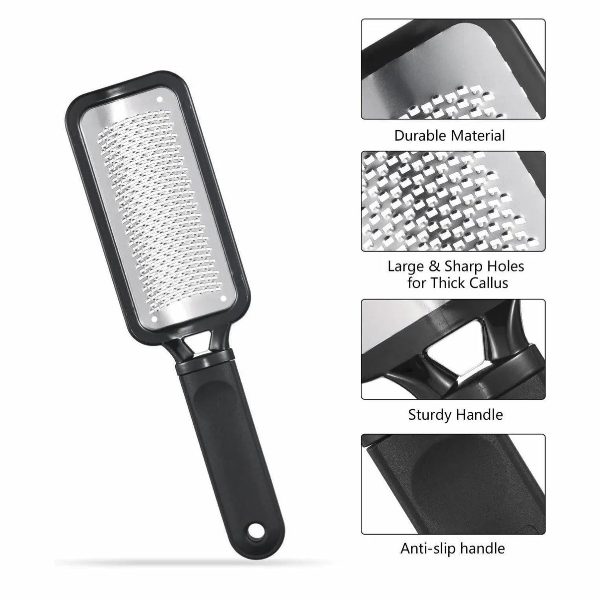 Stainless Steel Foot File Scraper Grater Pedicure Rasp Callus Remover Tool - White