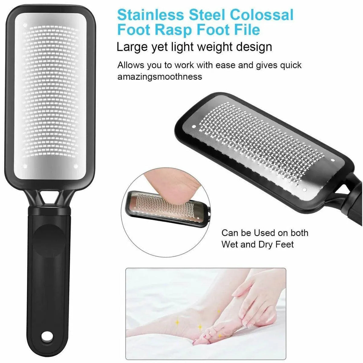 Stainless Steel Foot File Scraper Grater Pedicure Rasp Callus Remover Tool - White