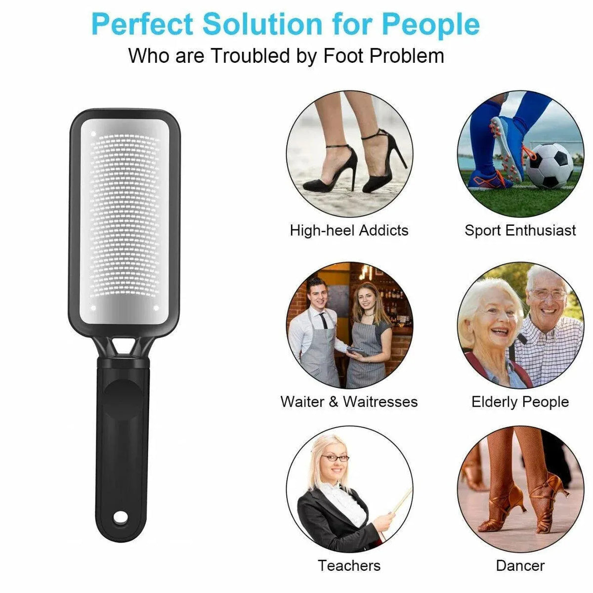 Stainless Steel Foot File Scraper Grater Pedicure Rasp Callus Remover Tool - White