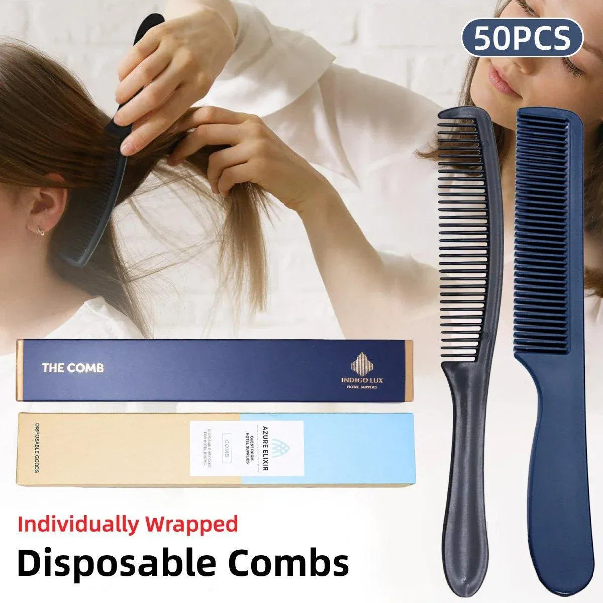 Individually Wrapped Hair Combs, 50-Pack - Black