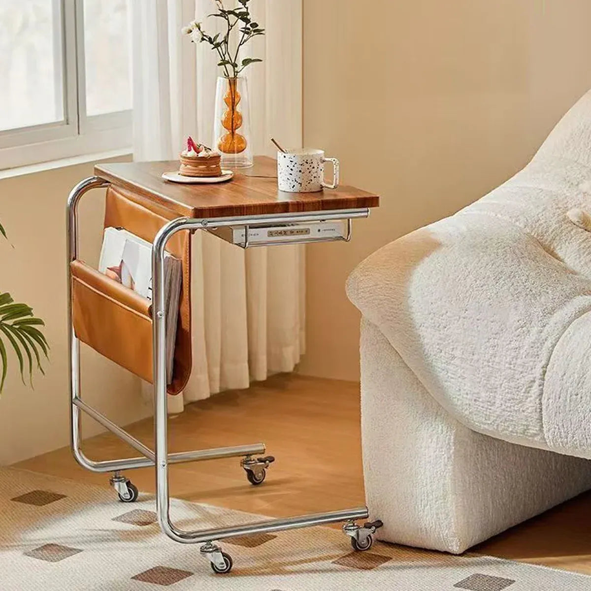 Wheeled Desk For Home Office Bedroom Lockable Wheels Space Saving Sturdy Use