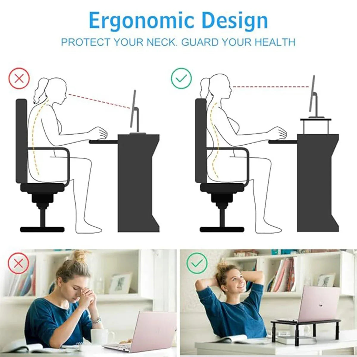 3 Height Adjustable Monitor Riser Laptop Printer Computer Stand Desktop Shelf — product photo 5