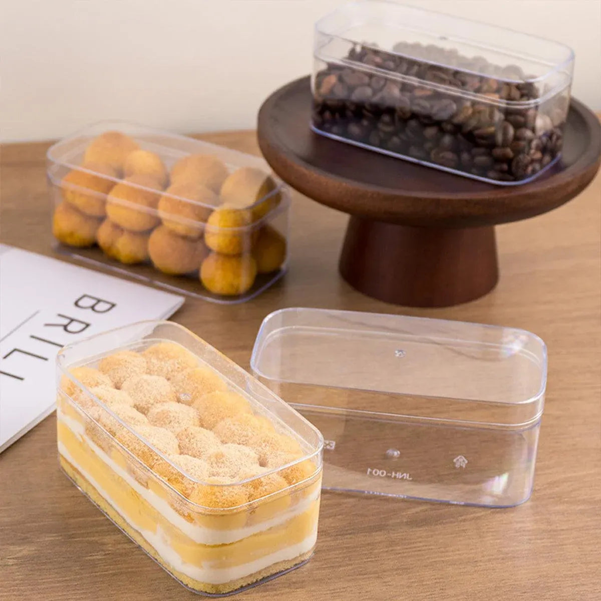 20pcs Transparent Biscuit Box Plastic Cake Box Pastry Dessert Storage Container - 5.5x9.5cm — product photo 11