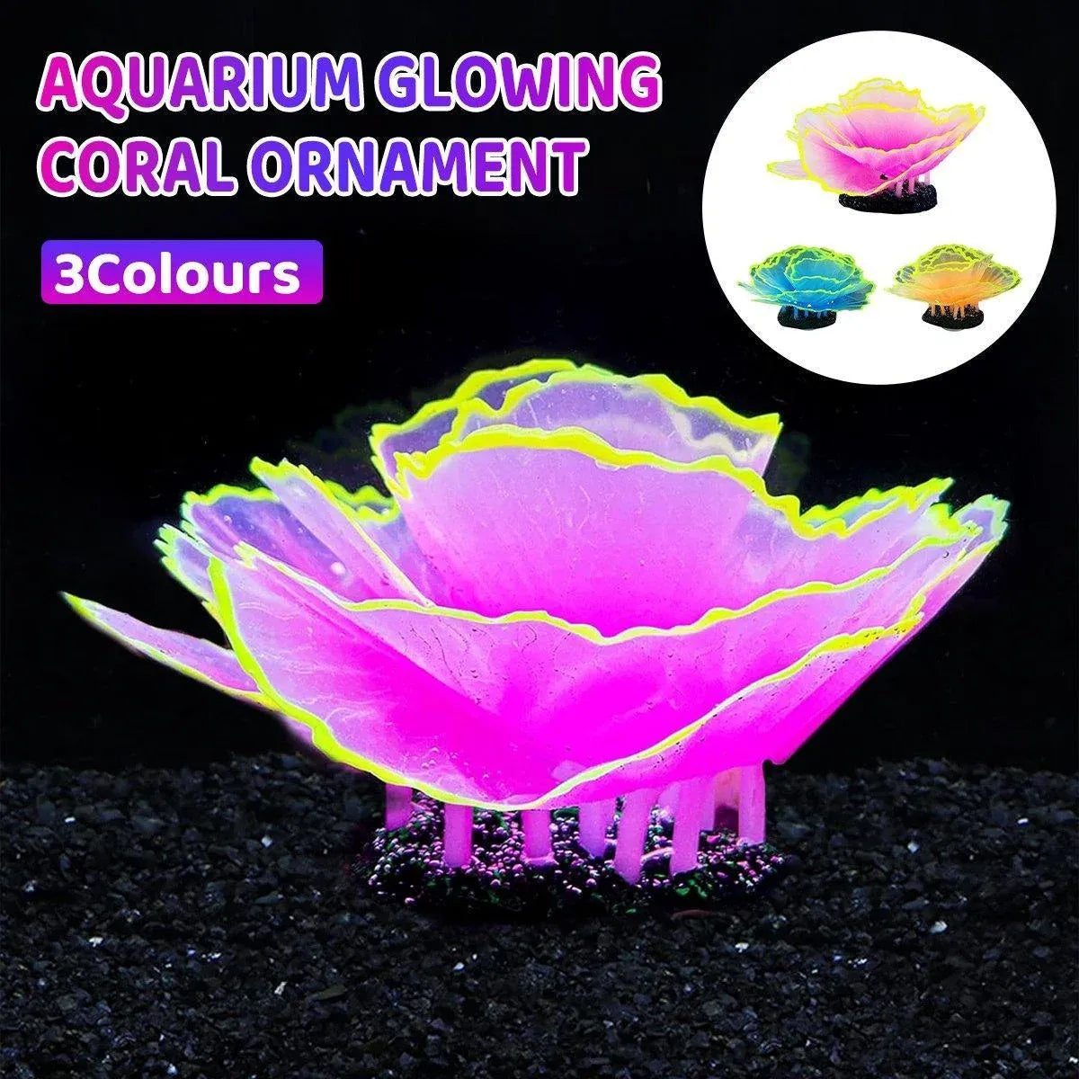 Silicone Lettuce Coral Aquarium Ornament – Blue, 9 × 7.5 cm