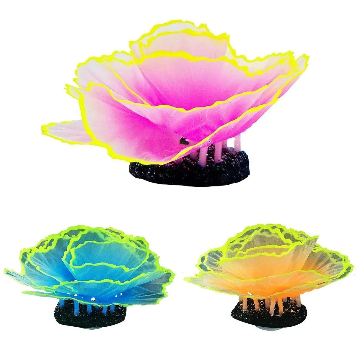 Silicone Lettuce Coral Aquarium Ornament – Blue, 9 × 7.5 cm