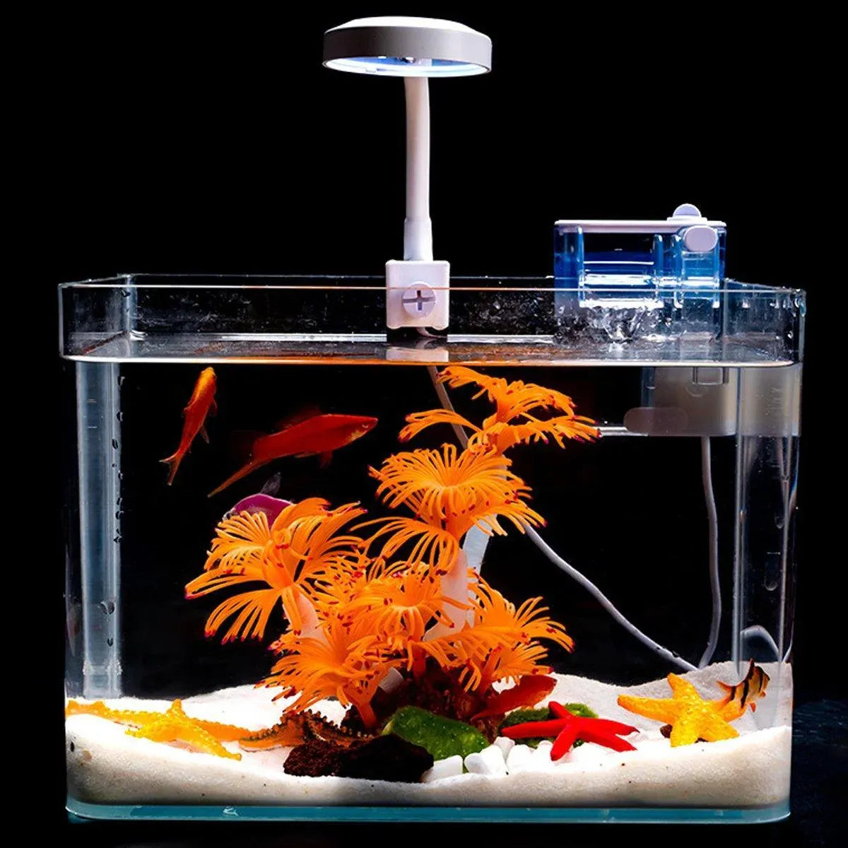 Soft Silicone Artificial Coral Aquarium Ornament - Orange, 14 cm