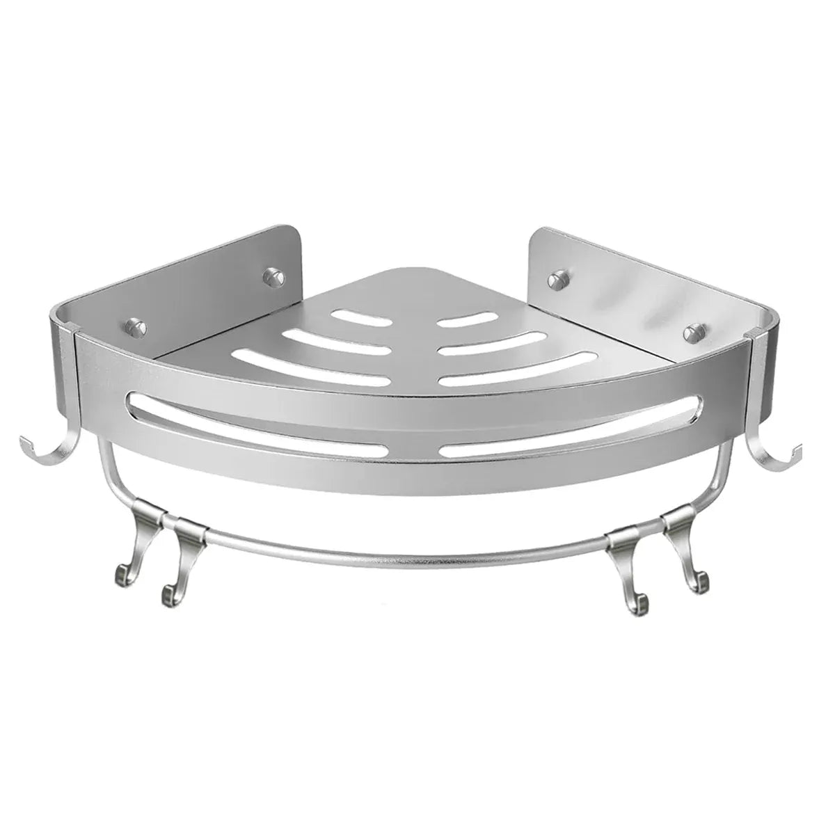 Wall-Mounted Triangle Corner Bathroom Storage Shelf with Rod – Single Tier — product image 1 of 14