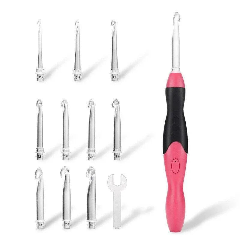 11-in-1 USB-Rechargeable LED Crochet Hook Set – Pink — product image 8 of 14