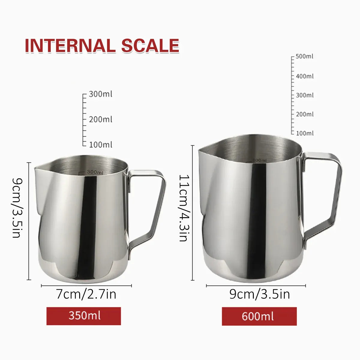 Stainless Steel Latte Art Cup 350ml 600ml Milk Frothing Pitcher Coffee Barista - 350ml