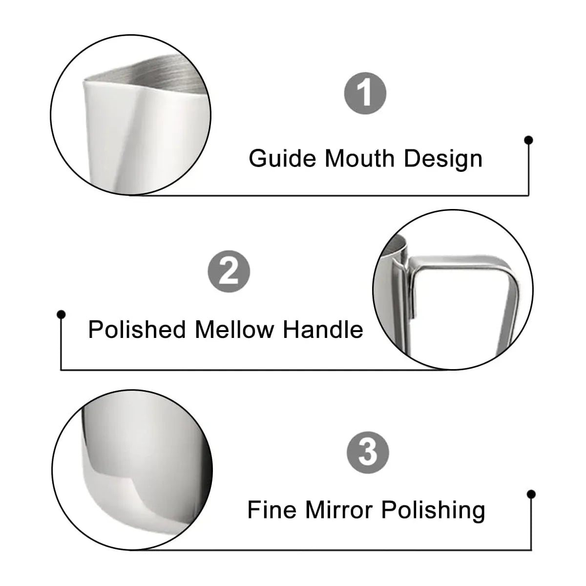 Stainless Steel Latte Art Cup 350ml 600ml Milk Frothing Pitcher Coffee Barista - 600ml