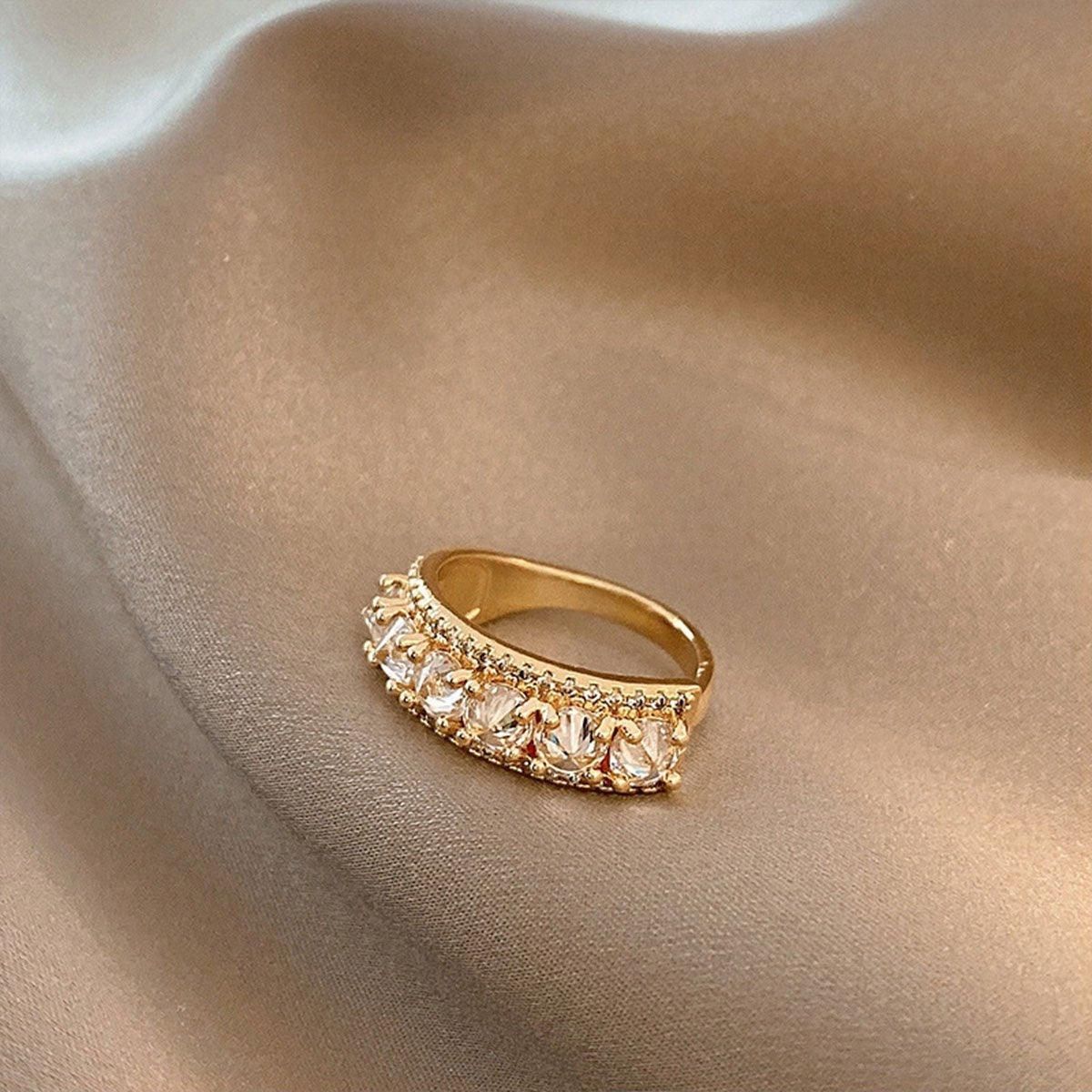 Zircon Ring Super Flash Fashion Jewellery Women Elegant Crystal Adjustable