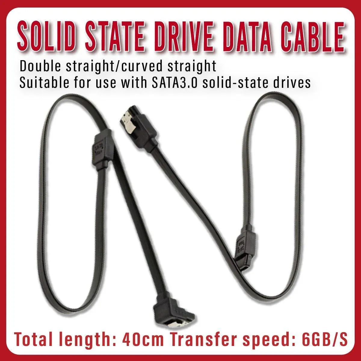 SSD Serial Cable High Speed SATA Connector for Laptop Desktop Data Transfer - Bend straight