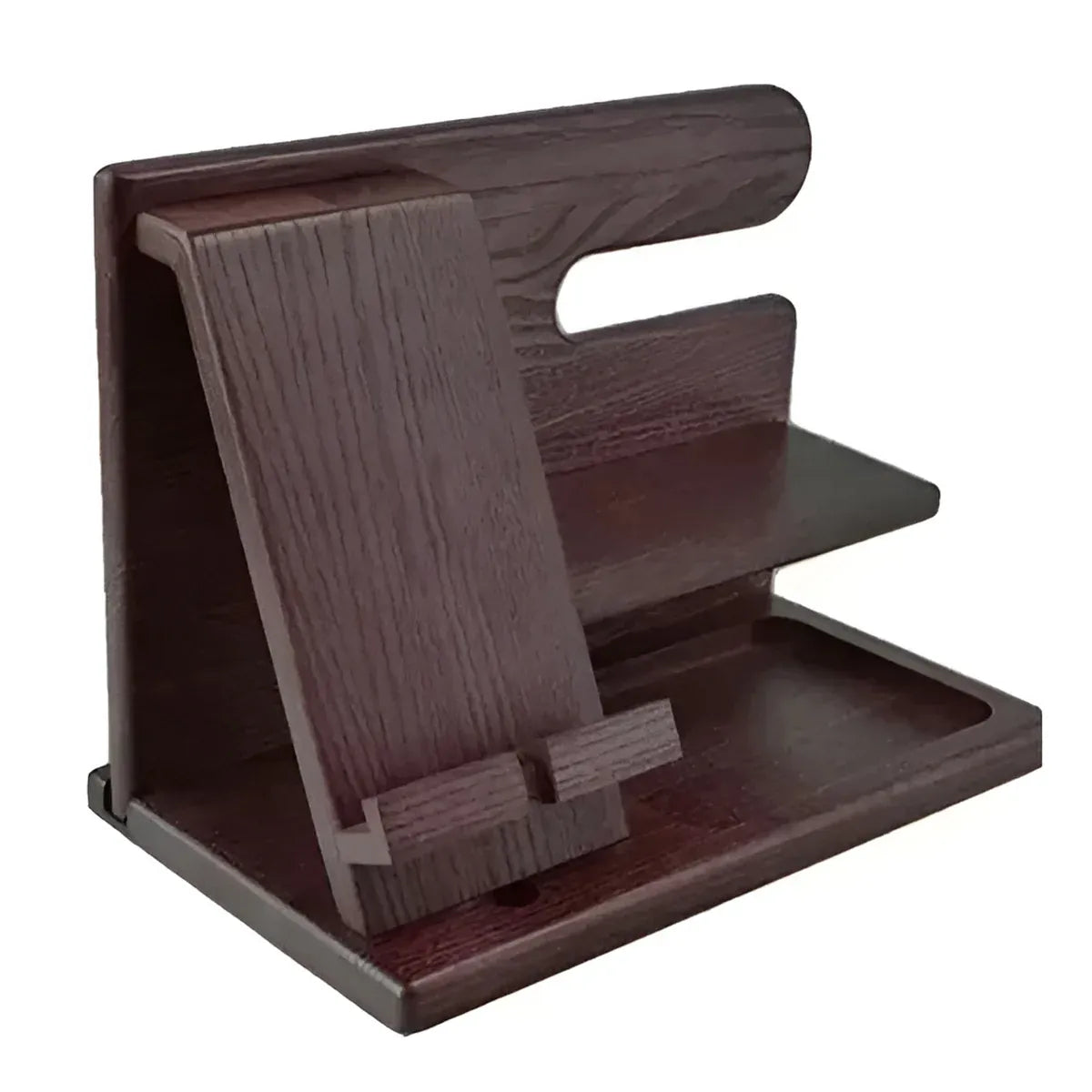 Solid Wood Multi function Desktop Phone Stand Durable Stable Non Slip Space Saving