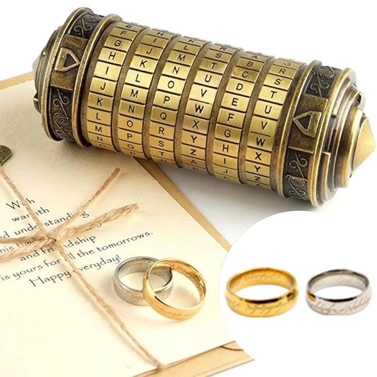 Da Vinci-Style Bronze Combination Cryptex Puzzle Box — product image 9 of 15