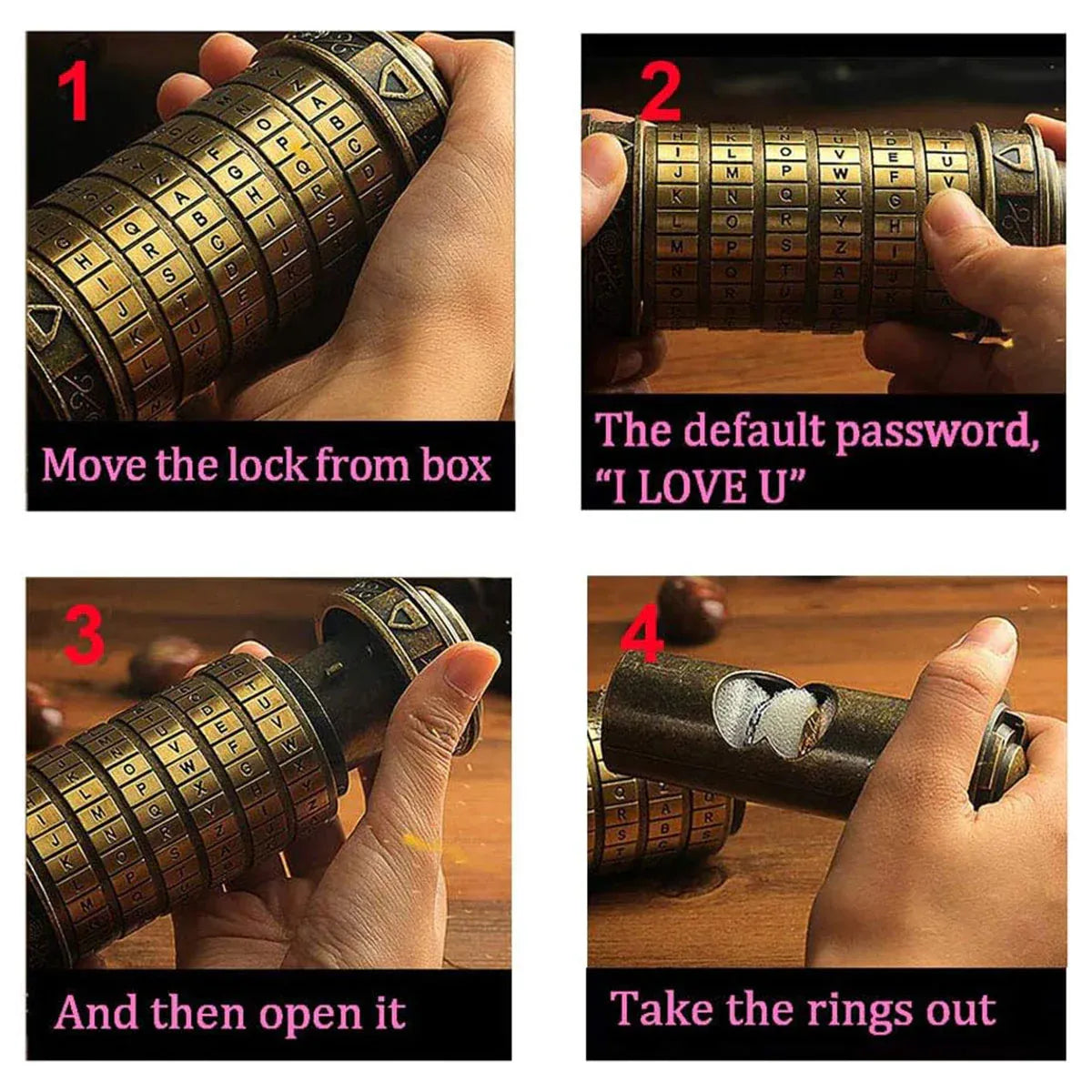 Da Vinci-Style Bronze Combination Cryptex Puzzle Box — product image 11 of 15