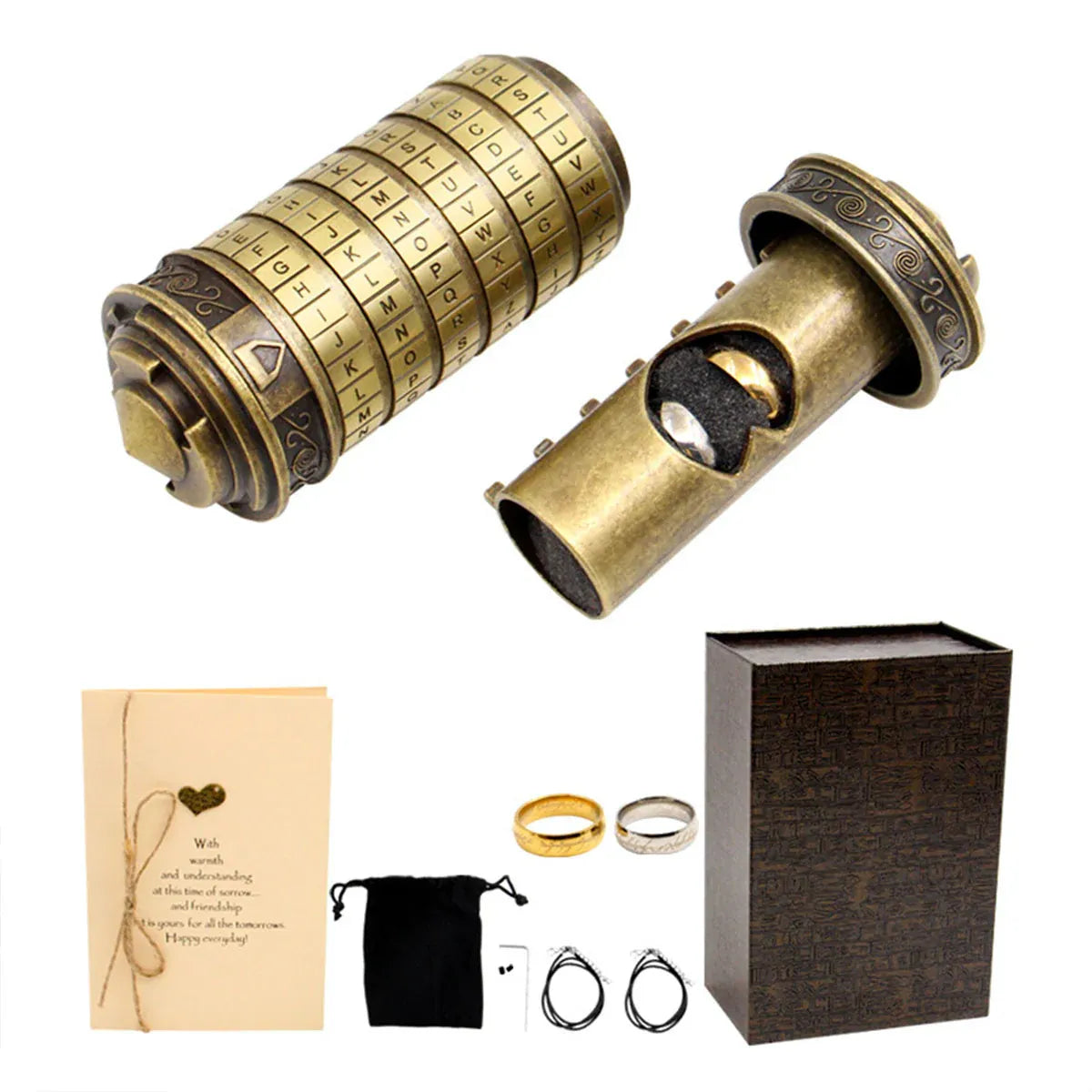 Da Vinci-Style Bronze Combination Cryptex Puzzle Box — product image 14 of 15