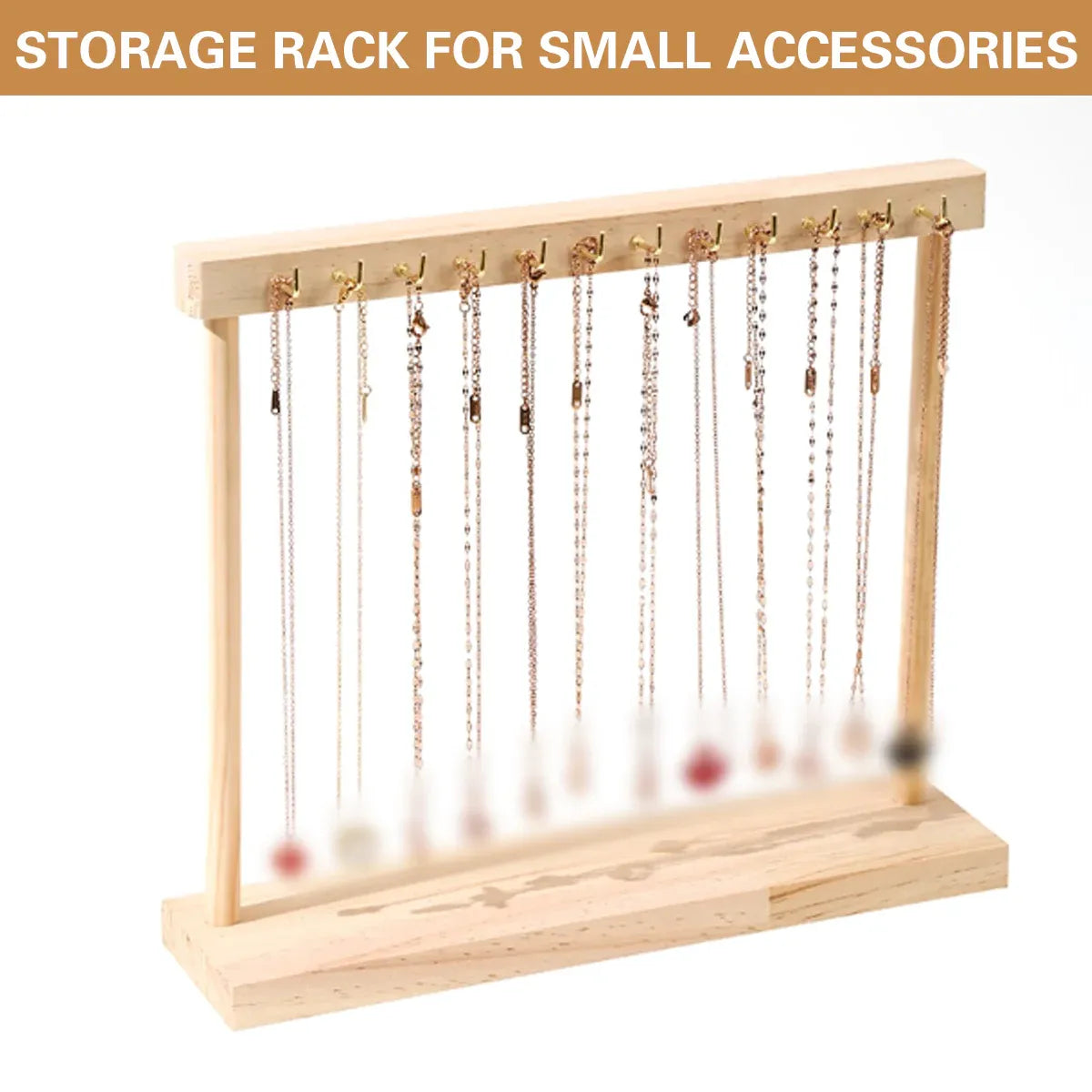 Solid Wood Necklace Jewelry Display Racks for Home Store Showcase Storage - 24 hooks