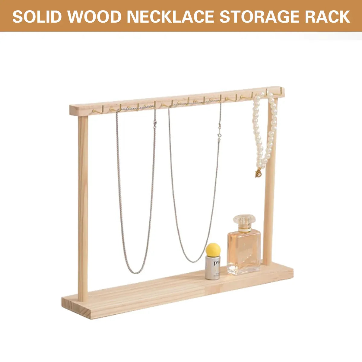 Solid Wood Necklace Jewelry Display Racks for Home Store Showcase Storage - 24 hooks