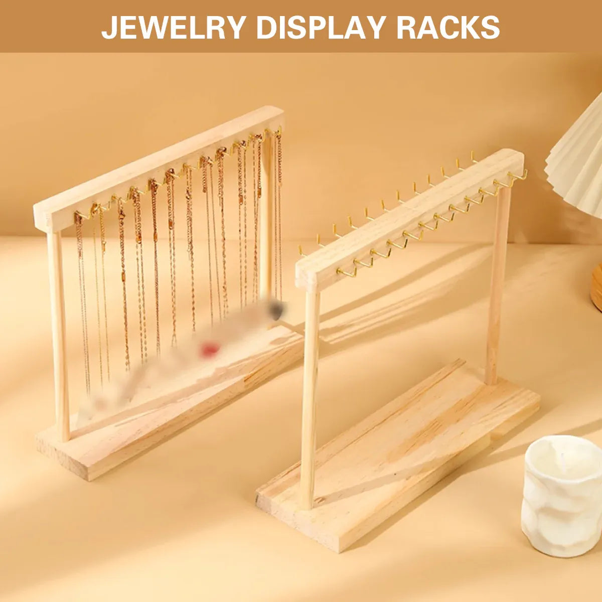 Solid Wood Necklace Jewelry Display Racks for Home Store Showcase Storage - 24 hooks