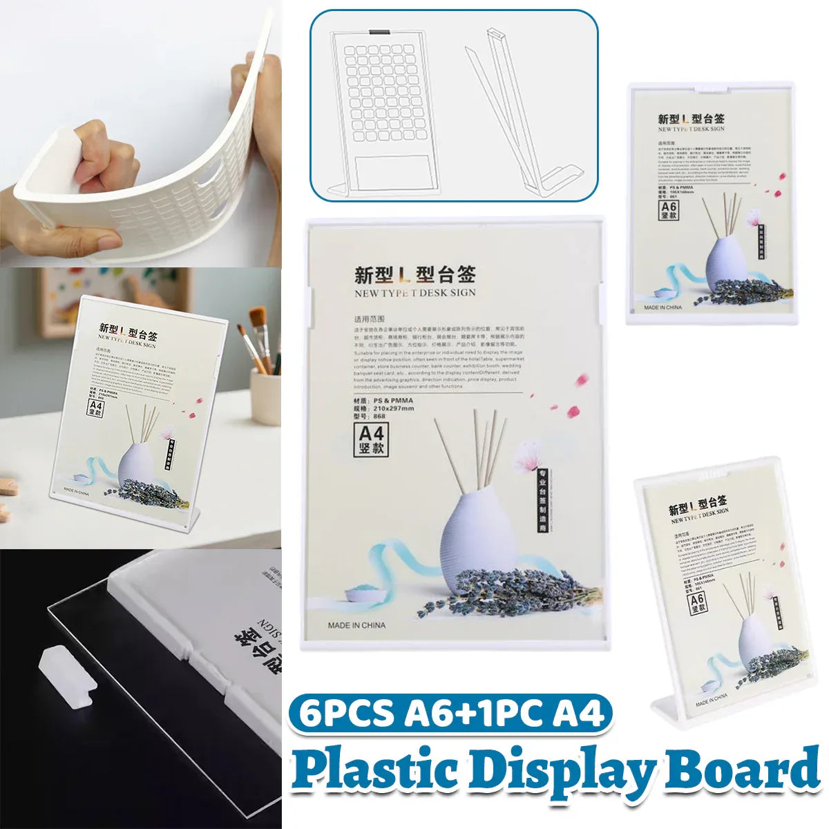7PCS L-Shaped Table Plastic Display Board White Durable for Restaurant Hotel Use — product photo 13