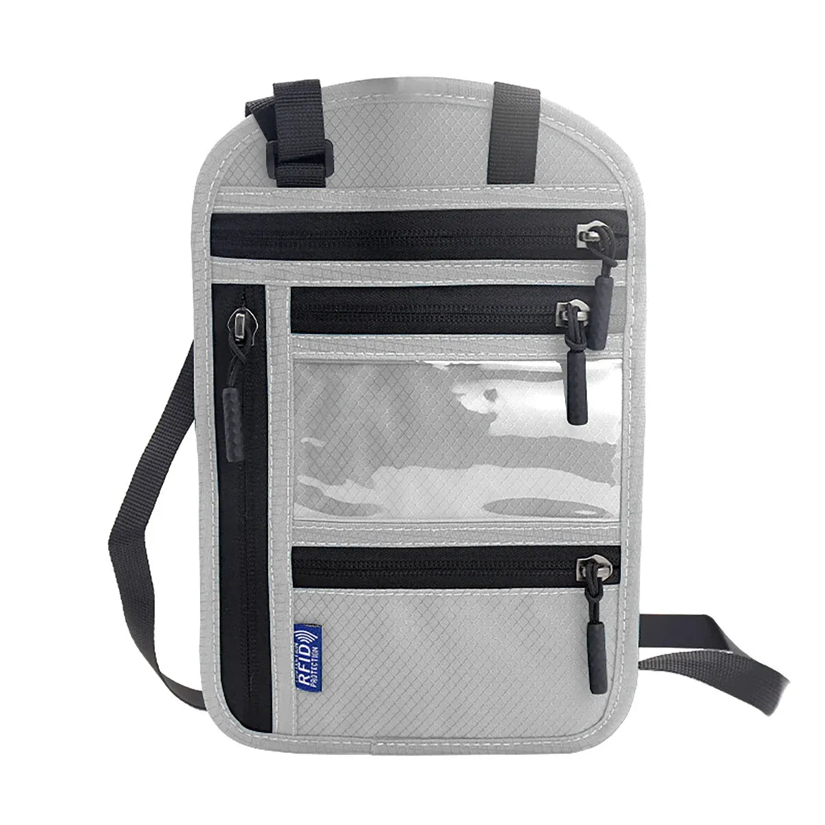 Multi-Functional Travel Passport Document Bag Protective Case Cover Holder - Grey