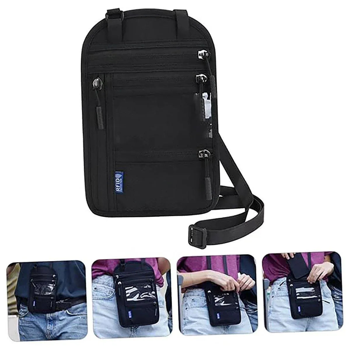 Multi-Functional Travel Passport Document Bag Protective Case Cover Holder - Grey