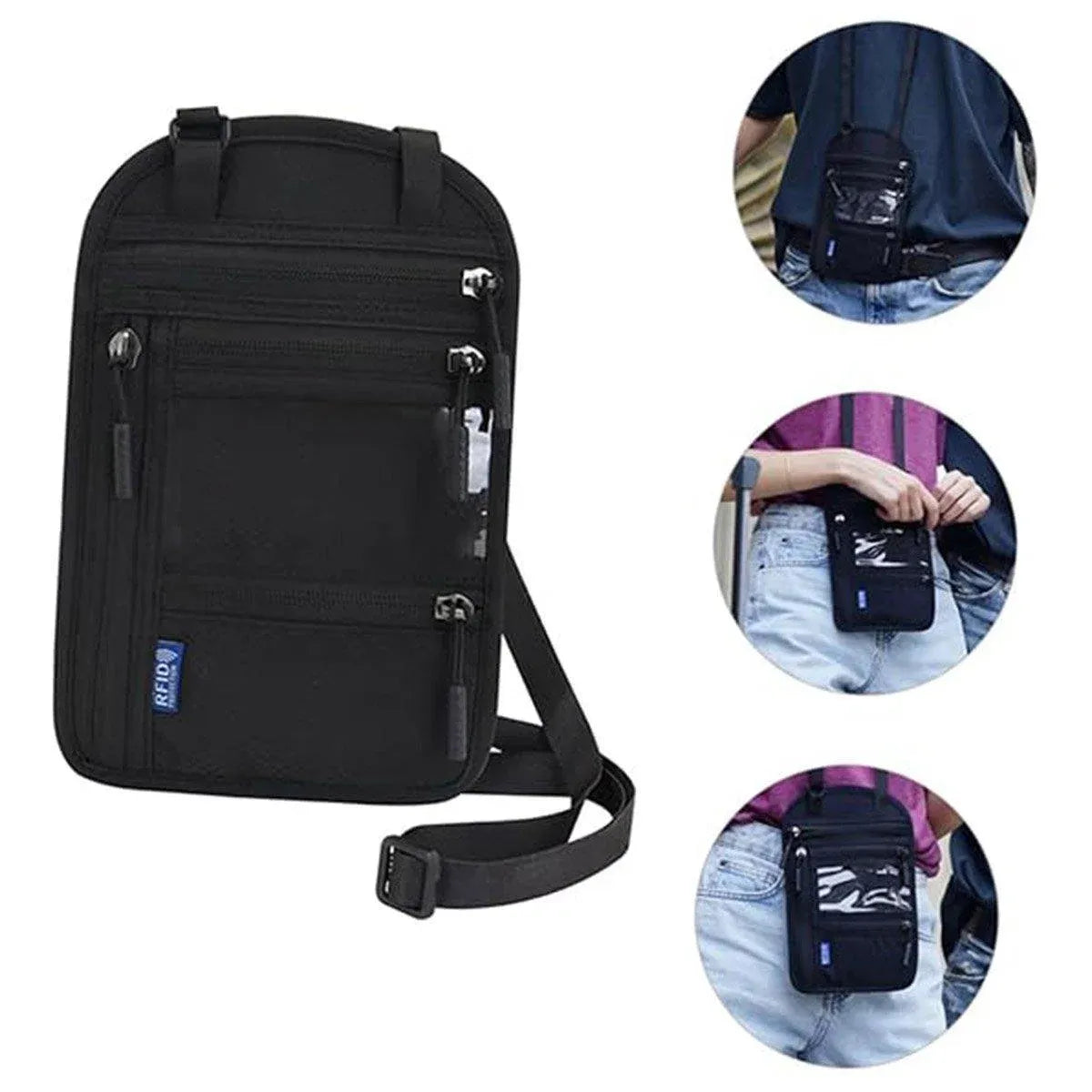 Multi-Functional Travel Passport Document Bag Protective Case Cover Holder - Grey