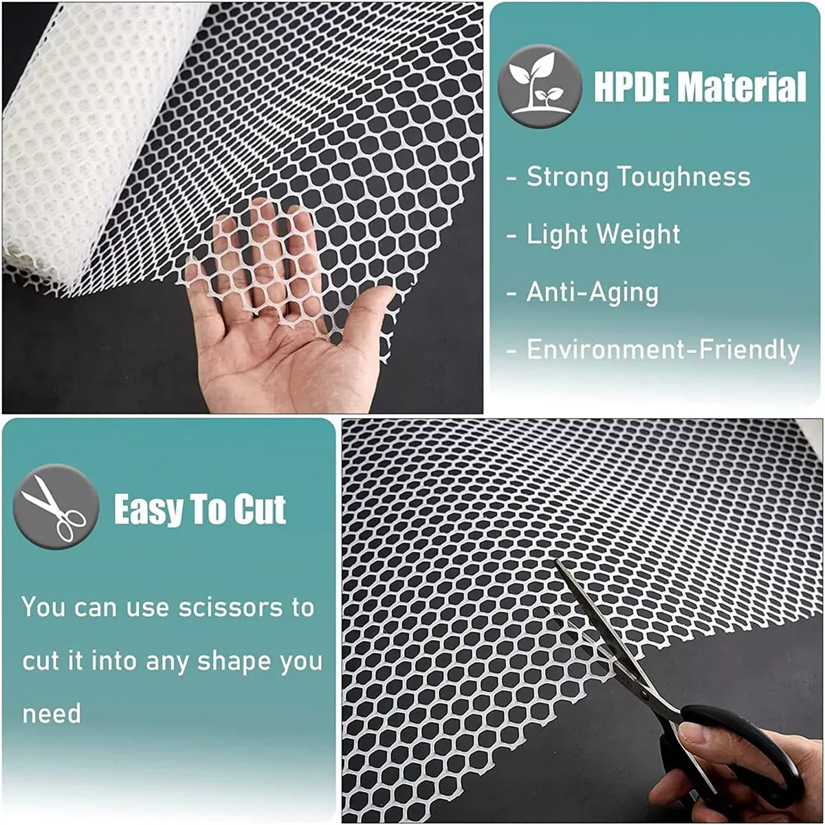Trim-to-Fit HDPE Pet Enclosure Mesh Panel - 200 × 40 cm