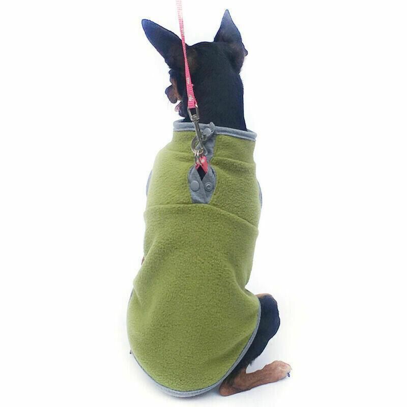 Fleece Dog Winter Jacket - Medium, Green