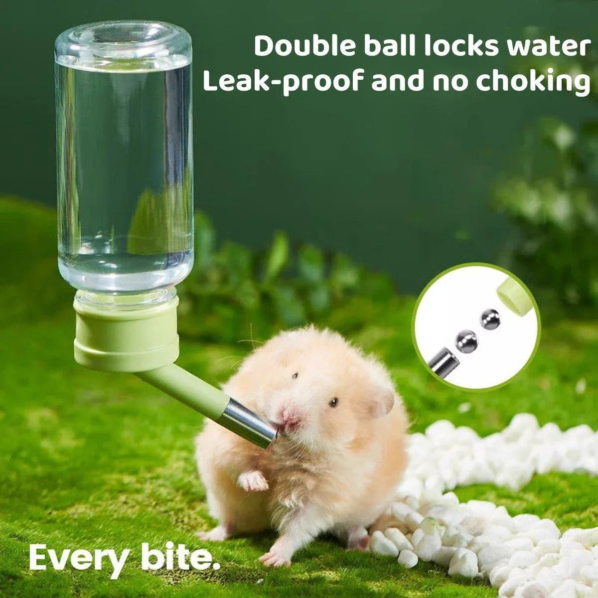 Small Animal Cage Water Bottle - 80 ml, Green