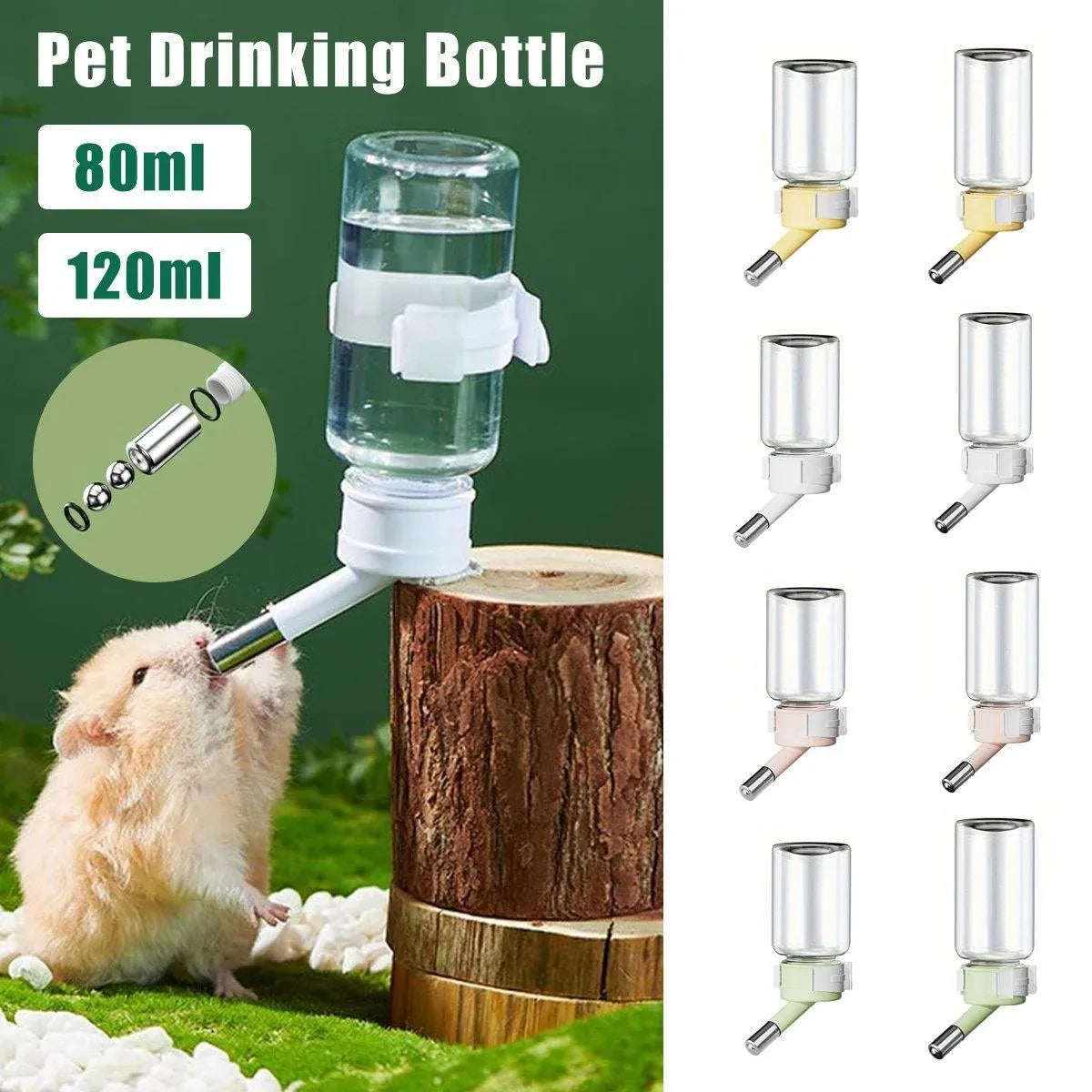Small Animal Cage Water Bottle - 80 ml, Pink